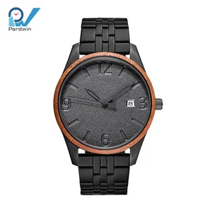 DLC Matte Black Case Wooden Bezel Men Stainless Steel Watch Mechanical Unisex MIYOTA Round Analog SAPPHIRE Crystal Buckle 40mm