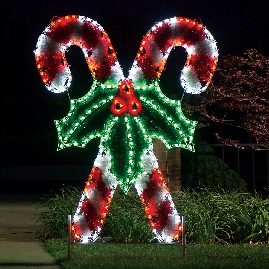 2D LED Multi Color Candy Cane Silhouette Light for Christmas Window Decoration