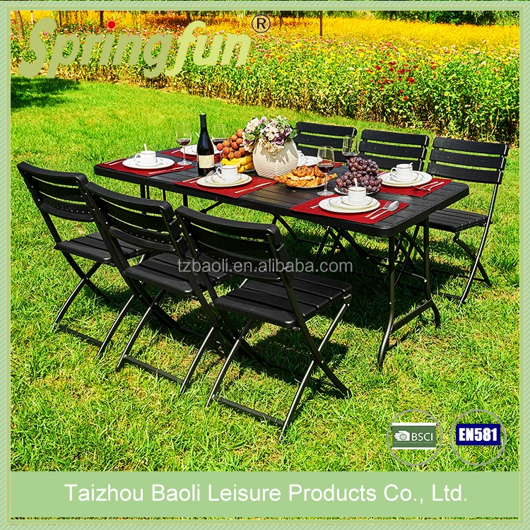 Hot Sale Outdoor HDPE Folding Back Wooden Foldable Plastic Chair