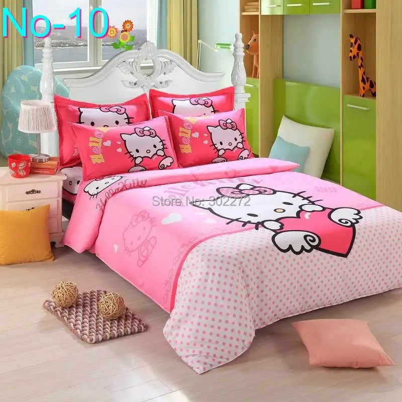 Whole Cotton Bedding Sets Cartoon O Kitty Bed Set Duvet Cover Sheet Pillowcase Soft And Comfortable King Queen Size Comforters