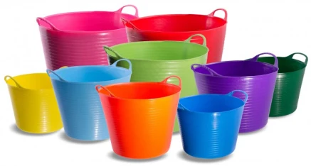 26L BLUE FLEXI TUB WITH PINK LID CONTAINER STORAGE BUCKET TRUG FLEXIBLE 