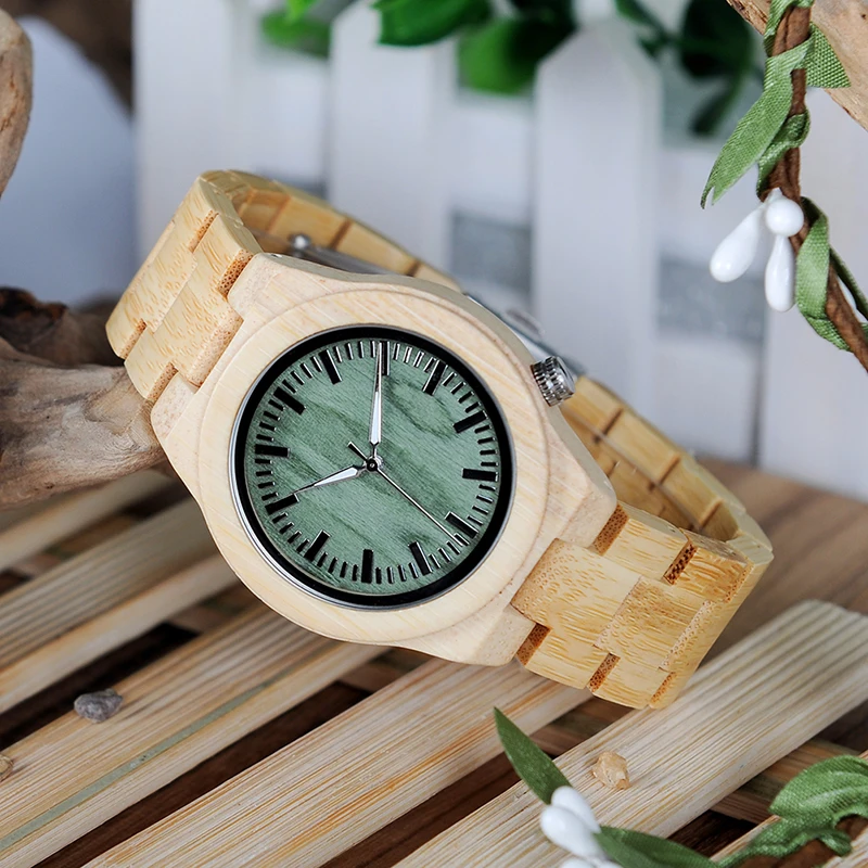 Commande urgente expédition rapide BOBO BIRD Fournisseur chinois Tendance  Logo personnalisé Bambou naturel Montre-bracelet en bois pour femme