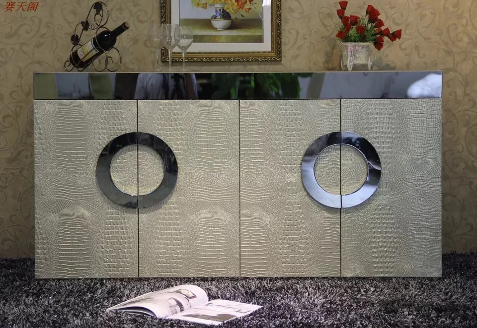 
 Современный буфетный столик F421 из нержавеющей стали, серебристый/золотистый, имитация кожи, роскошный неоклассический буфетный столик, обувной шкаф  