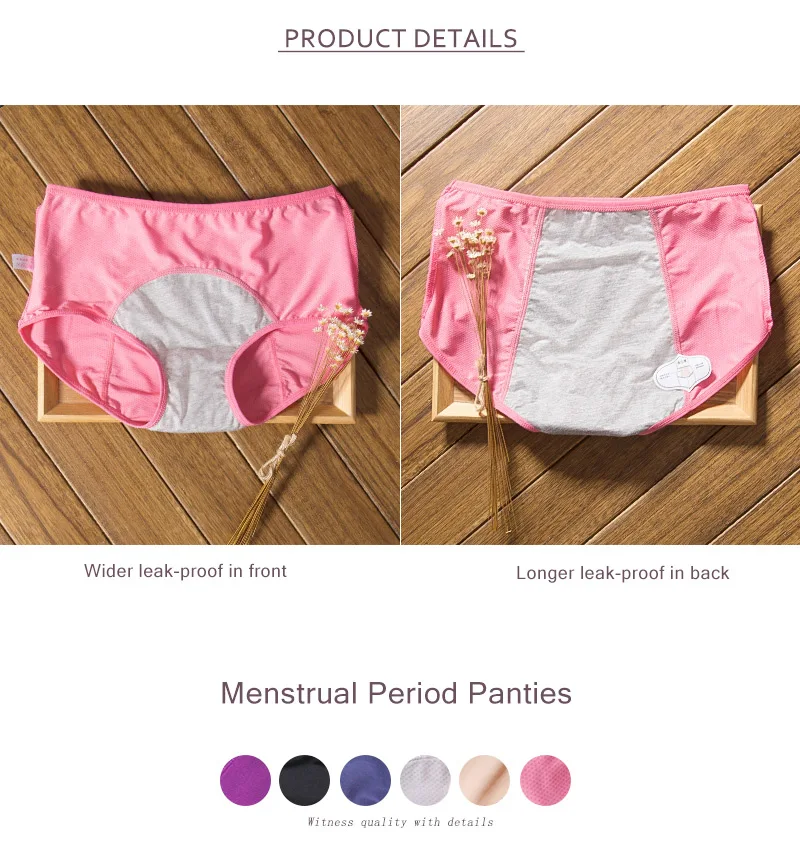 Leak Proof Menstrual Panties For Women, L-8xl Plus Size Cotton Underwear  With Waterproof And Breathable Design For Periods