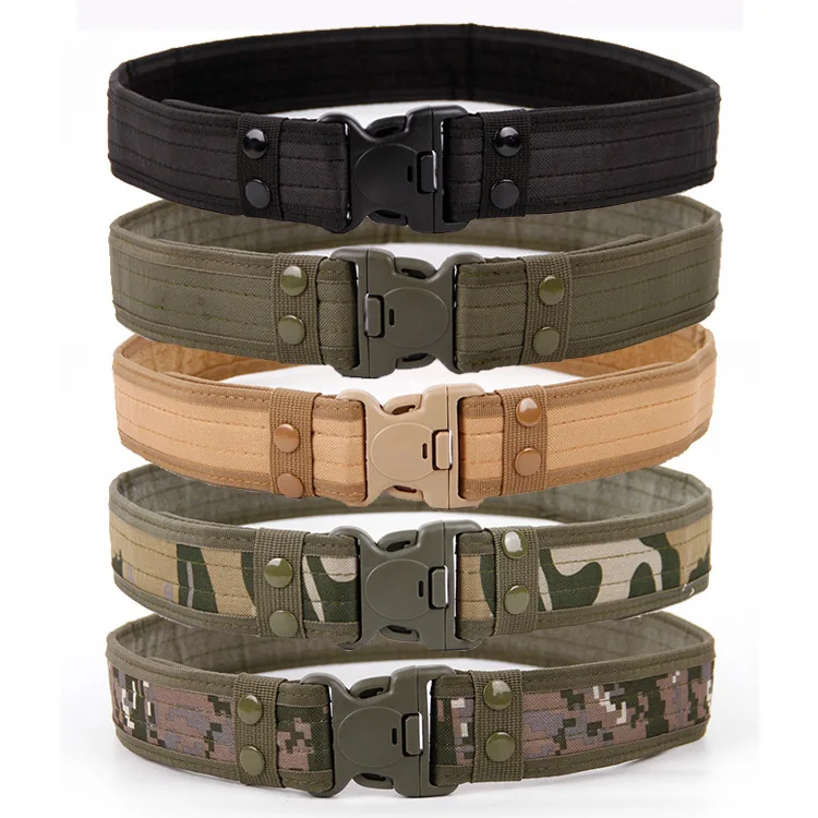 Military Tactical Durable Outdoor Camouflage Army Fabric Belt With Plastic Buckle