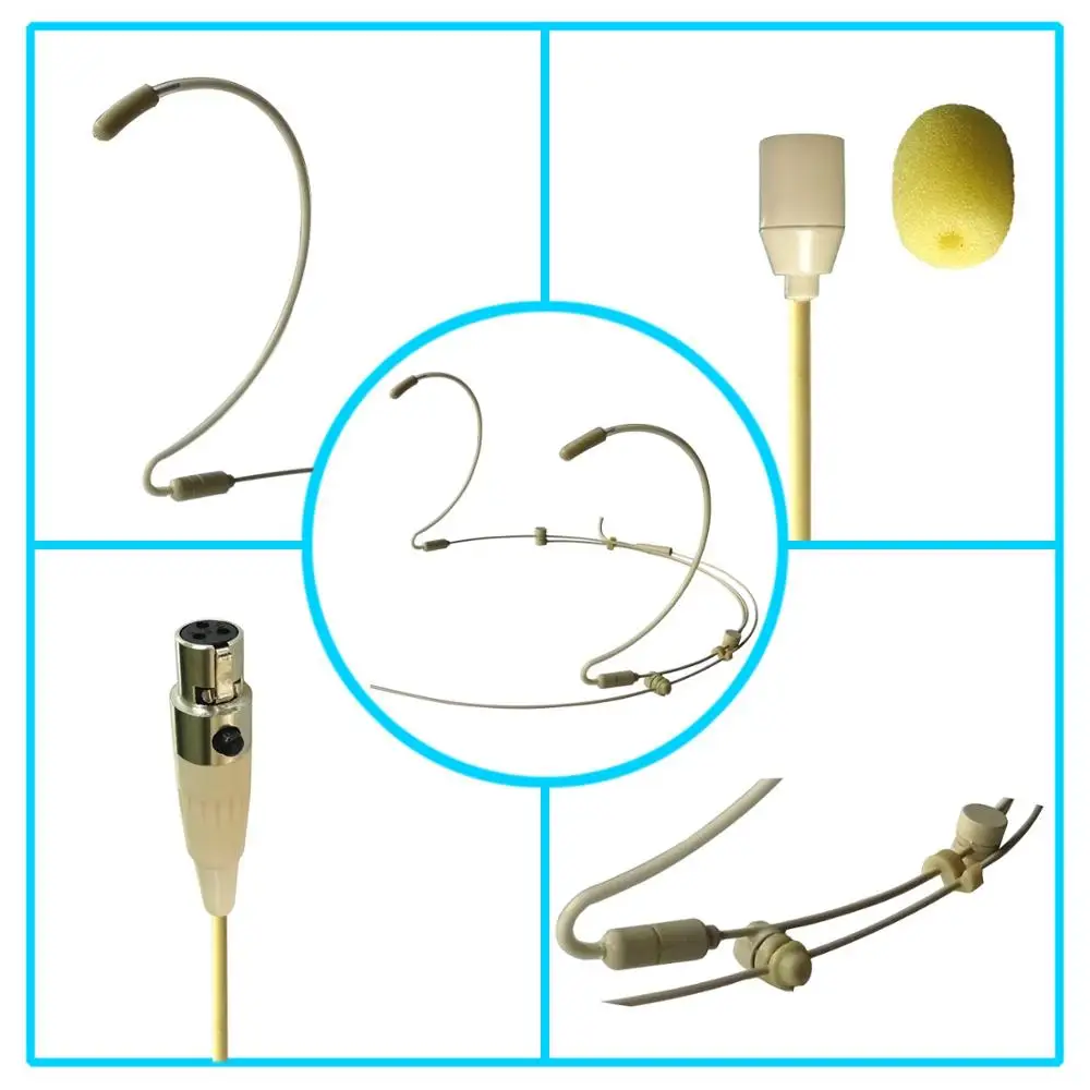 Mini XLR  Plug Skin Color HeadWorn  Microphone for  Bodypack
