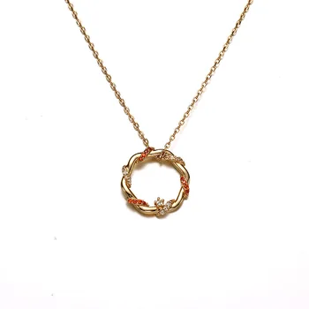Diamond Stereoscopic Sculpture Wound Necklace Brass Zircon Hoop Pendant Necklace Best Design Pearl Necklace Jewelry
