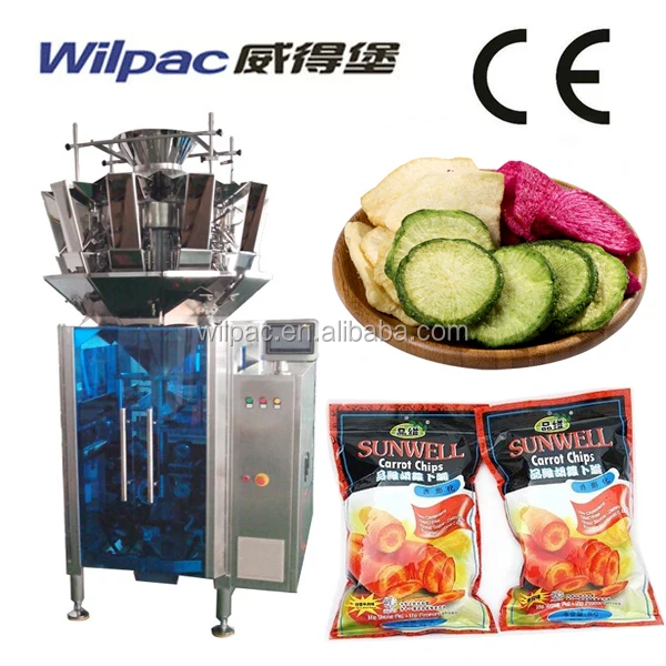 Automatic 2 in 1 Filling Check Weigher Vegetable Plantain Chips Pouch Bag Sealing Bagging Packing Banana Chips Packaging Machine