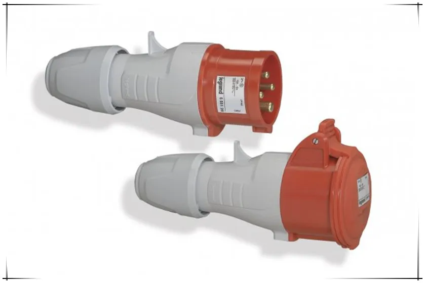 Blue Industrial Plug and Socket with Cover 16a 220V 240V