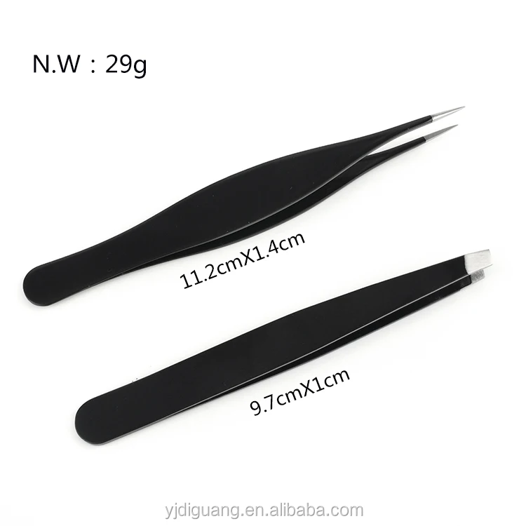 Professional Stainless Steel Eyebrow Tweezers Set With Slant And