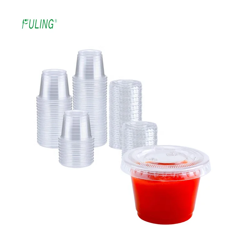 Disposable 1oz Jello Shot Plastic Portion Cups with Lids, Clear Condiment  Cups, Sampling Cup Pack of 50 