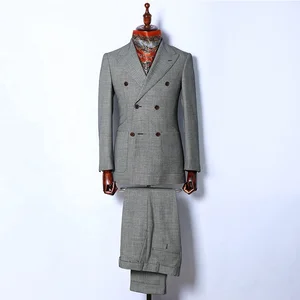 High Quality Custom Men's Slim Fit Business Suits Bespoke Double Breasted Big Lapel Plus Size Breathable Windproof Anti-Static