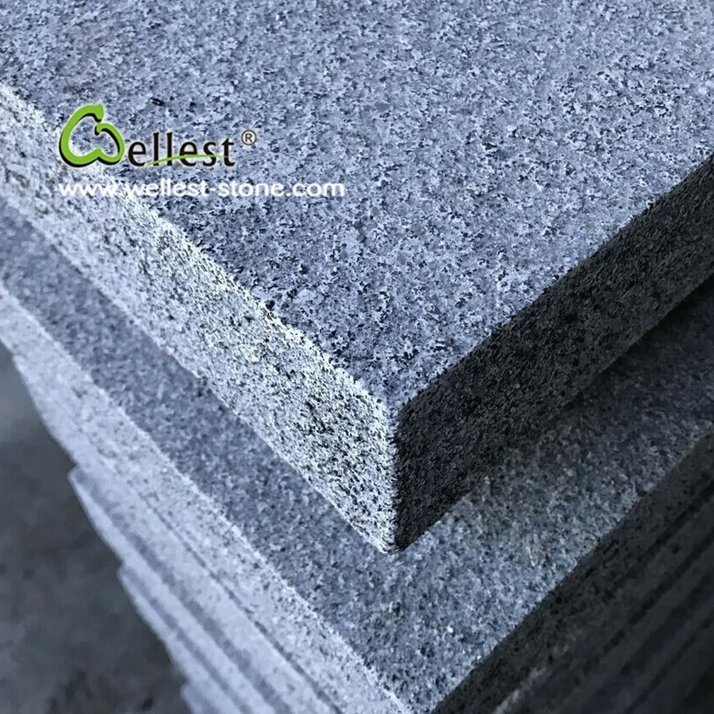 G654 темно-серый гранит огненная стена камни с прямым