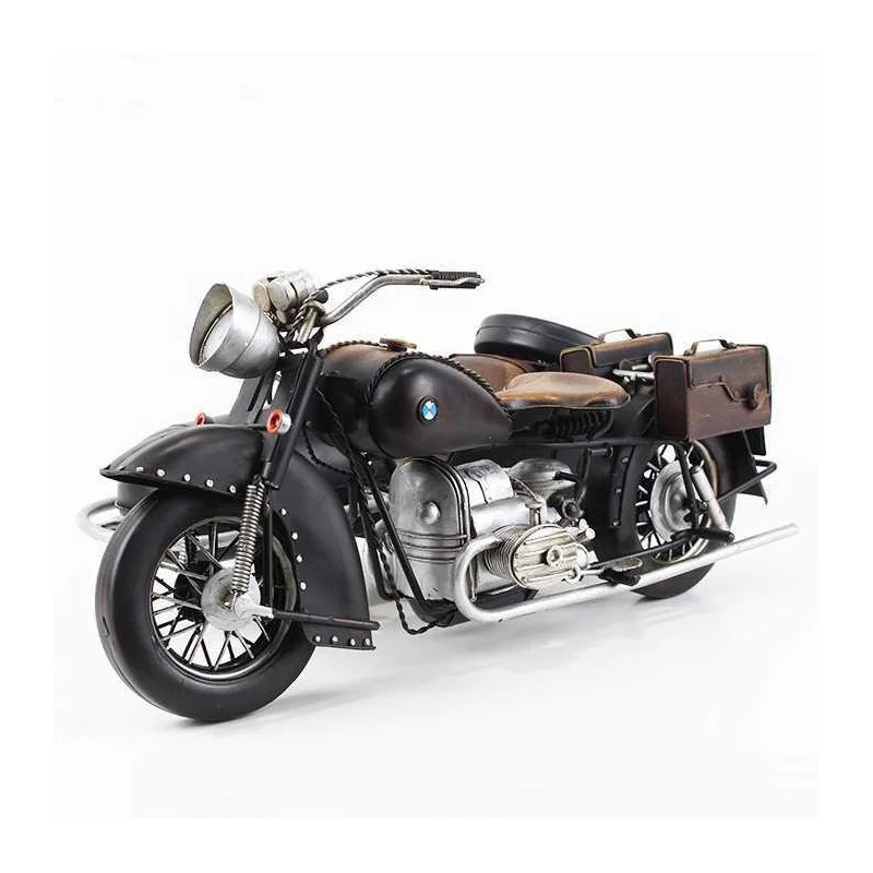ヴィンテージ鉄製軍用バイクモデル 1:8 スケール サイドカー 手作り