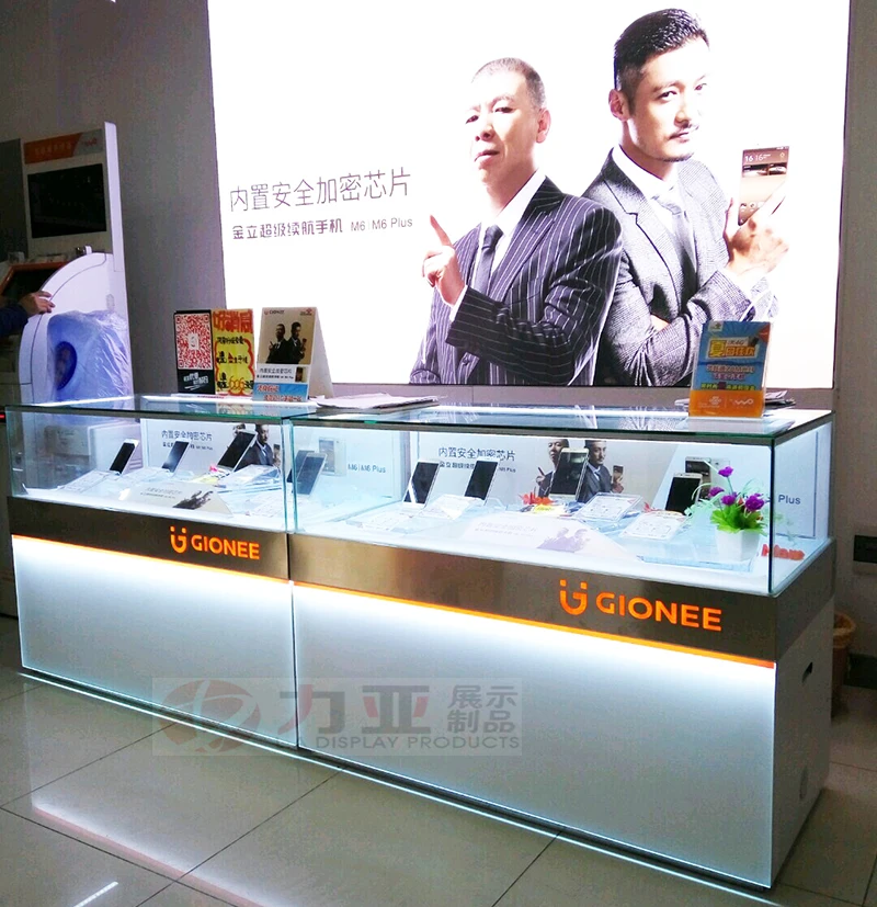 Factory Custom Cell Phone Display Cabinet showcase Mobile Phone Led Lighting Counter showcase