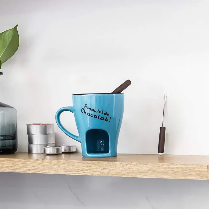 Popular Ceramic Chocolate Fondue Mug with Forks