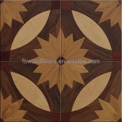 Flower Design Art Marquetry Wood Parquet Flooring