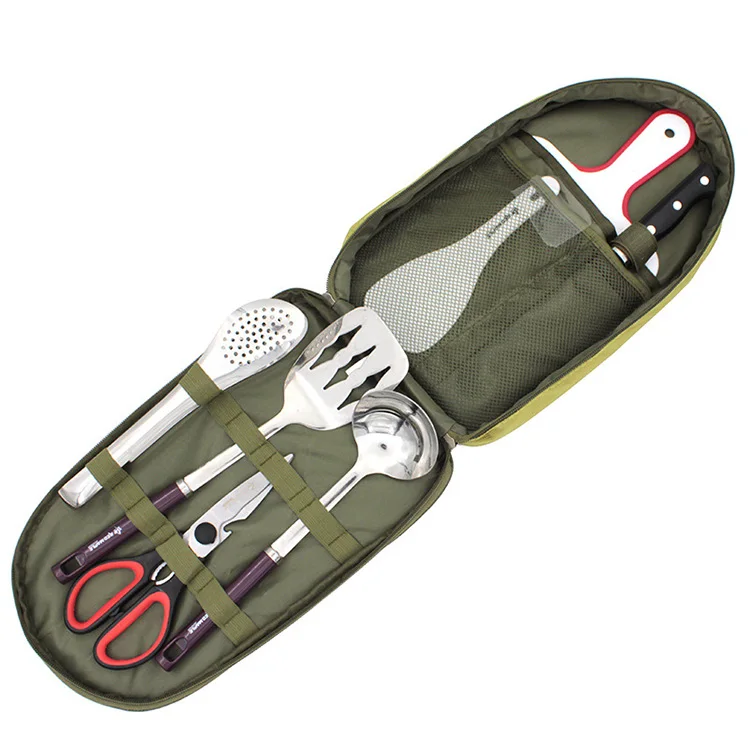 Lot De 5 Ustensiles De Cuisine De Camping Antiadhésifs En Acier Inoxydable (poêle Incluse)