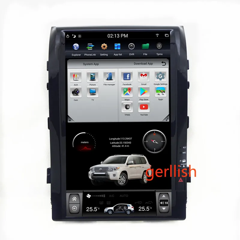 
Автомобильный мультимедийный dvd-плеер Tesla style с вертикальным экраном 16 дюймов, gps, радио, стерео для Toyota Land Cruiser VXR 2008-2015 