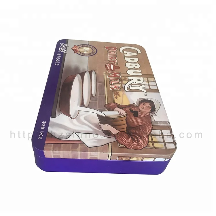 Custom Design luxury cadbury milk chocolate Packaging Boxes square tin box   fancy milk chocolate  tin box packaging