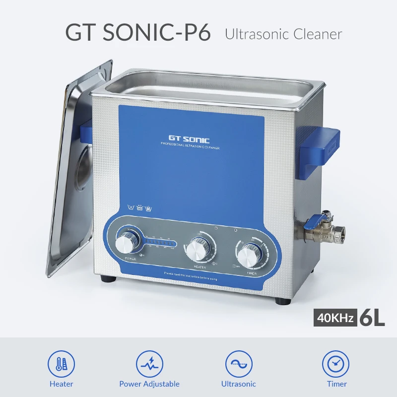 GT SONIC-P6 40K 150W Adjustable Ultrasonic Cleaner - 6L Dental