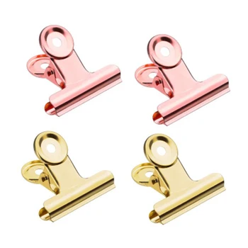 Custom office bill ticket metal clips stainless steel gold and pink binder paper clip