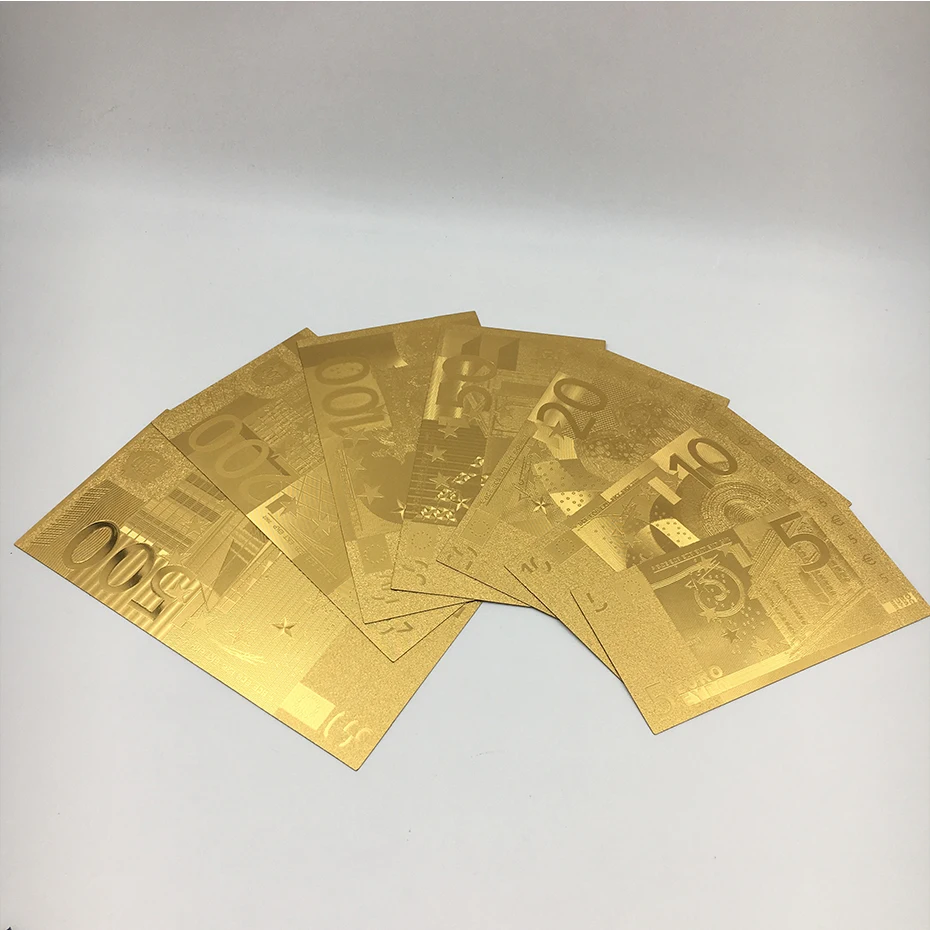 防水塑料 500 欧元钞票 24k 金箔账单为婚礼返回纪念品钱