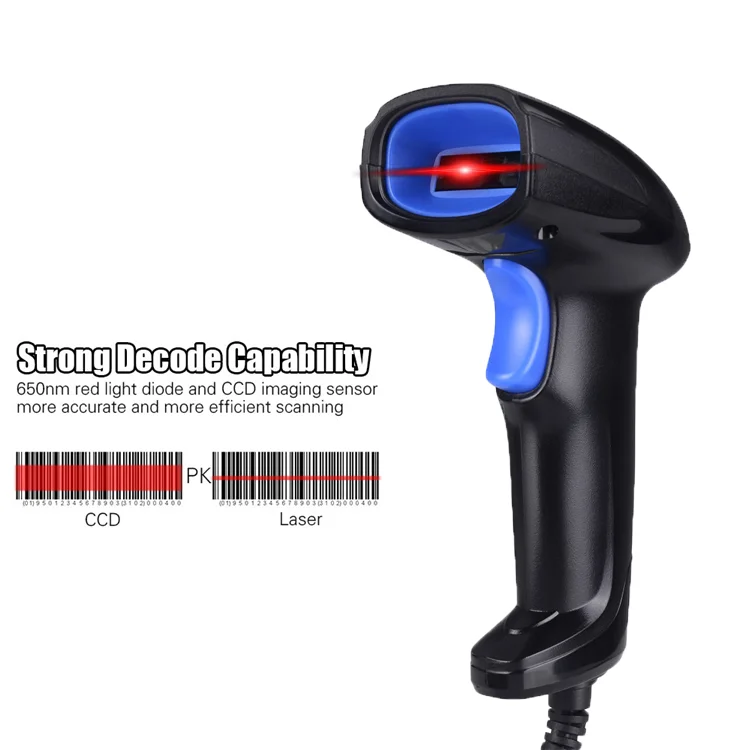 BT/2.4G Wireless/Wired 3 in 1 1D CCD BT Barcode Scanner Can Scan Barcode from Screen