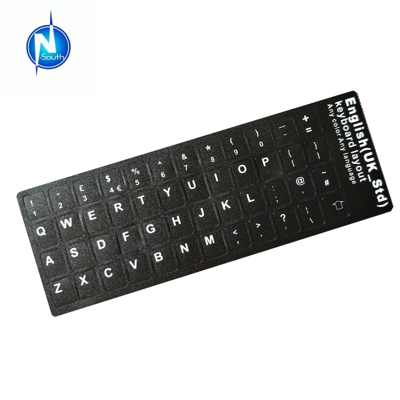 ENGLISH US KEYBOARD STICKER LABEL FOR COMPUTER LAPTOP WHITE LETTERS TRANSPARENT 