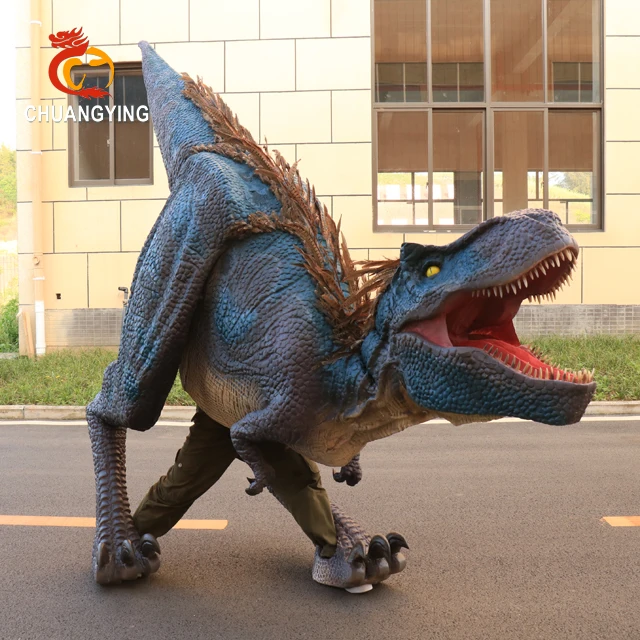 Amusement Park Life Size Walking Realistic Animatronic Dinosaur Cosplay Costume Adults for Sale