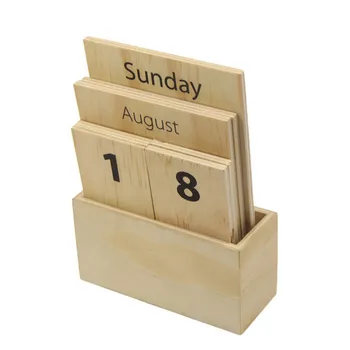 Decorative Desktop Timber Wood Cube Calendar
