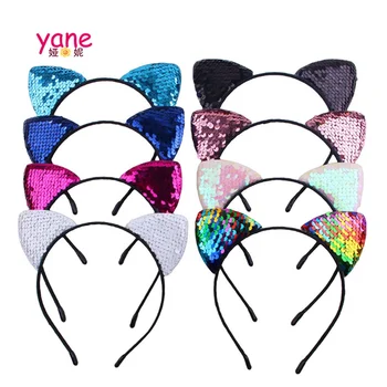 New product high quality girls hair accessories headband with cat