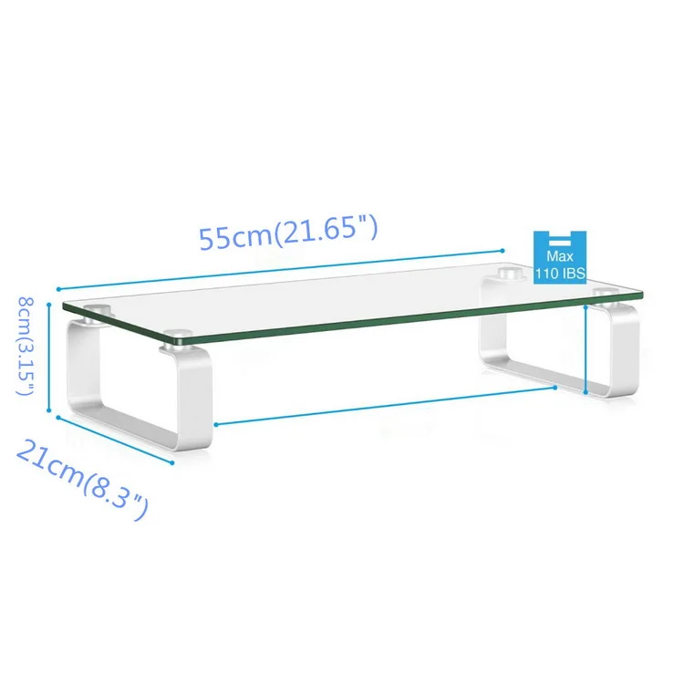 Adjustable Glass Computer Monitor Riser Stand