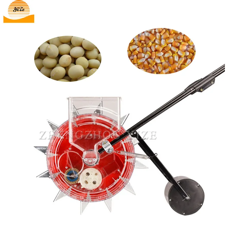 Small Hand Push Hand Single Row Precision Seeding Wheel Sunflower Corn Seeder Fertilizer Machine Seed Planter Machine