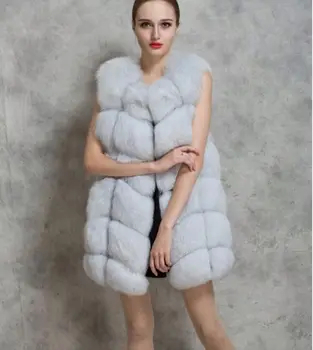 wholesaler Faux Mink Fur Long Vest waistcoat&Gilet Black Red Gray White For Womens