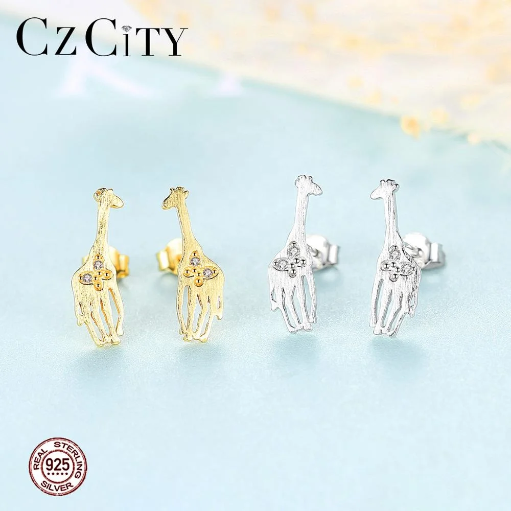 sterling silver giraffe earrings