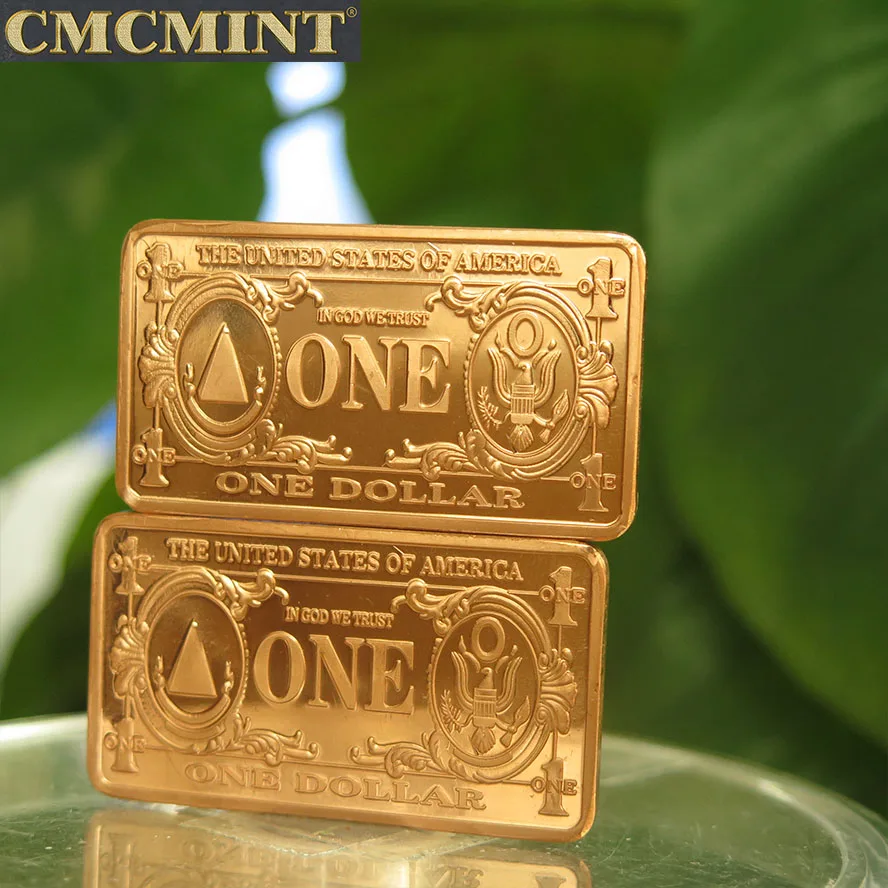 Prezzo del rame metallico oz 999 Rame puro $1 Banconota da un dollaro  Franklin Lingotto B17