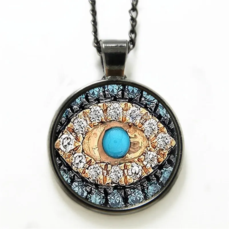 Evil Eye Necklace Good Luck Talisman Art Necklace Eye Print Glass