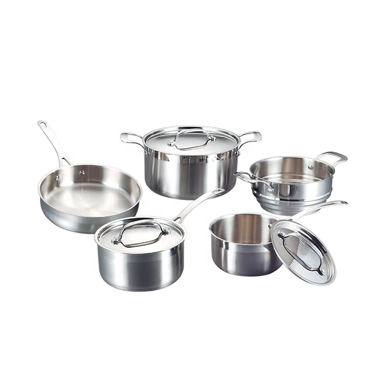 Термостойкая кастрюля и сковорода для приготовления лапши из нержавеющей стали, набор посуды с плоской крышкой