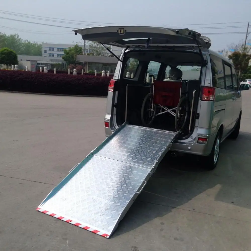 Van Car Manual Wheelchair Folding Ramp Aluminum Handicap Accessible Loading Lift Ramp for Disabled People Loading 350Kg