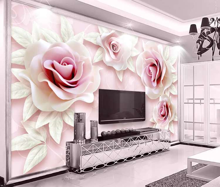 Pink Lily Flower 3D Design Wallpaper, Grey Background | lifencolors