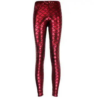 Halloween Shiny Fish Scale Mermaid Leggings for Women Pants S-3XL