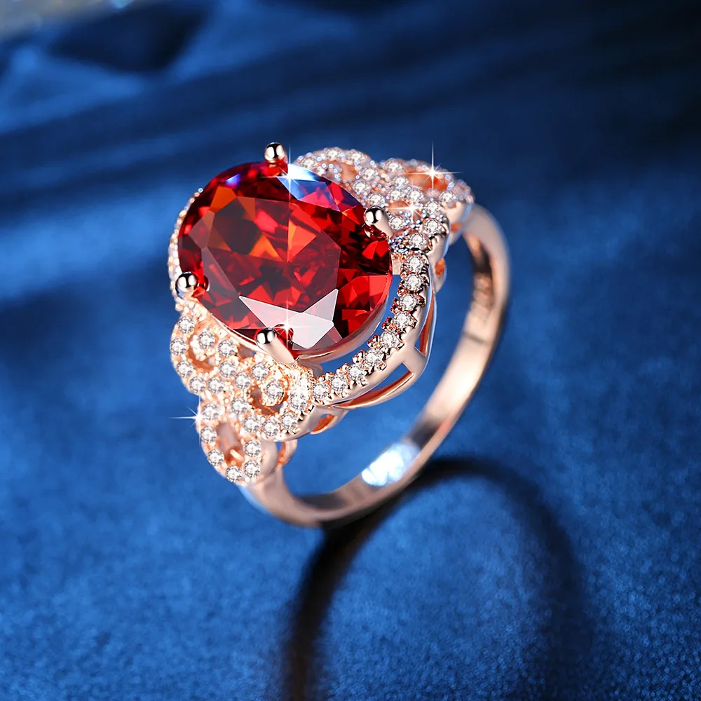 European Wedding Jewelry 18K Rose Gold Plated CZ Rings