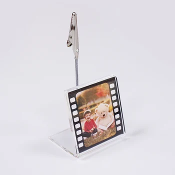 Custom size acrylic photo card display holder with metal clips