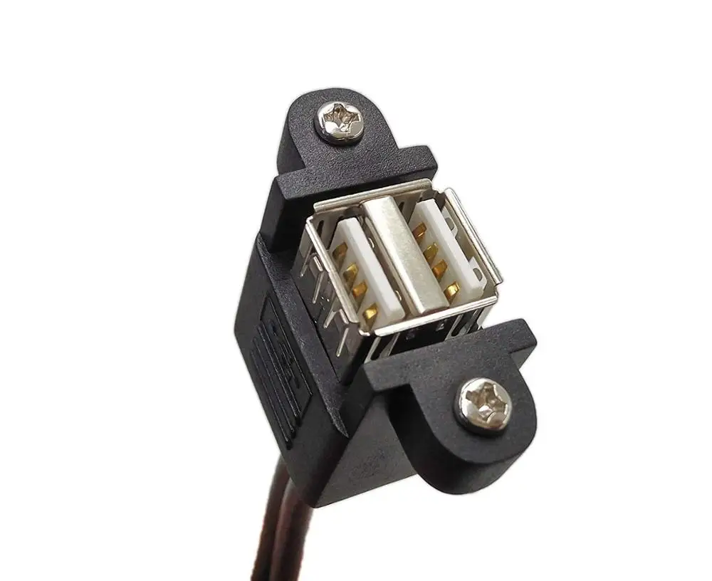 90 Degree Left Angled Micro USB 5pin Male to USB B Female Panel Mount Type Cable With Screws 20cm