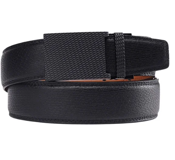 BULLIANT Men Belt, Ratchet Click Sliding Leather Belt for Men 1 3/8,Cut for  Fit at  Men’s Clothing store