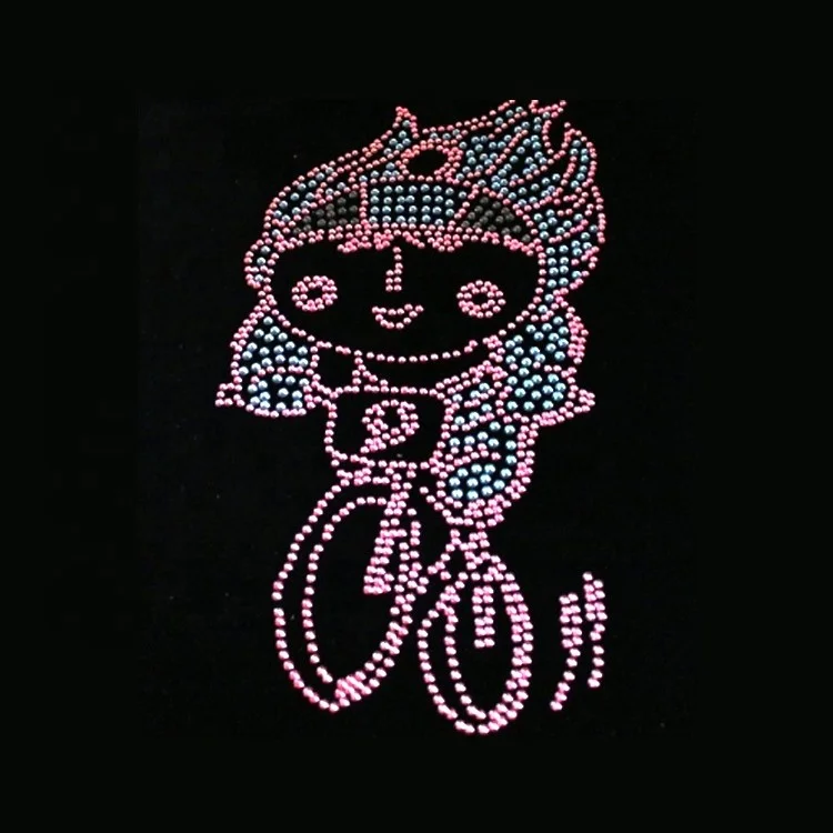 Chinese Dmc Stone Custom Heat Transfers Iron on Diamond Strass Design Hot Fix Garment Motifs for Bawal Scarf Tudung Sticker