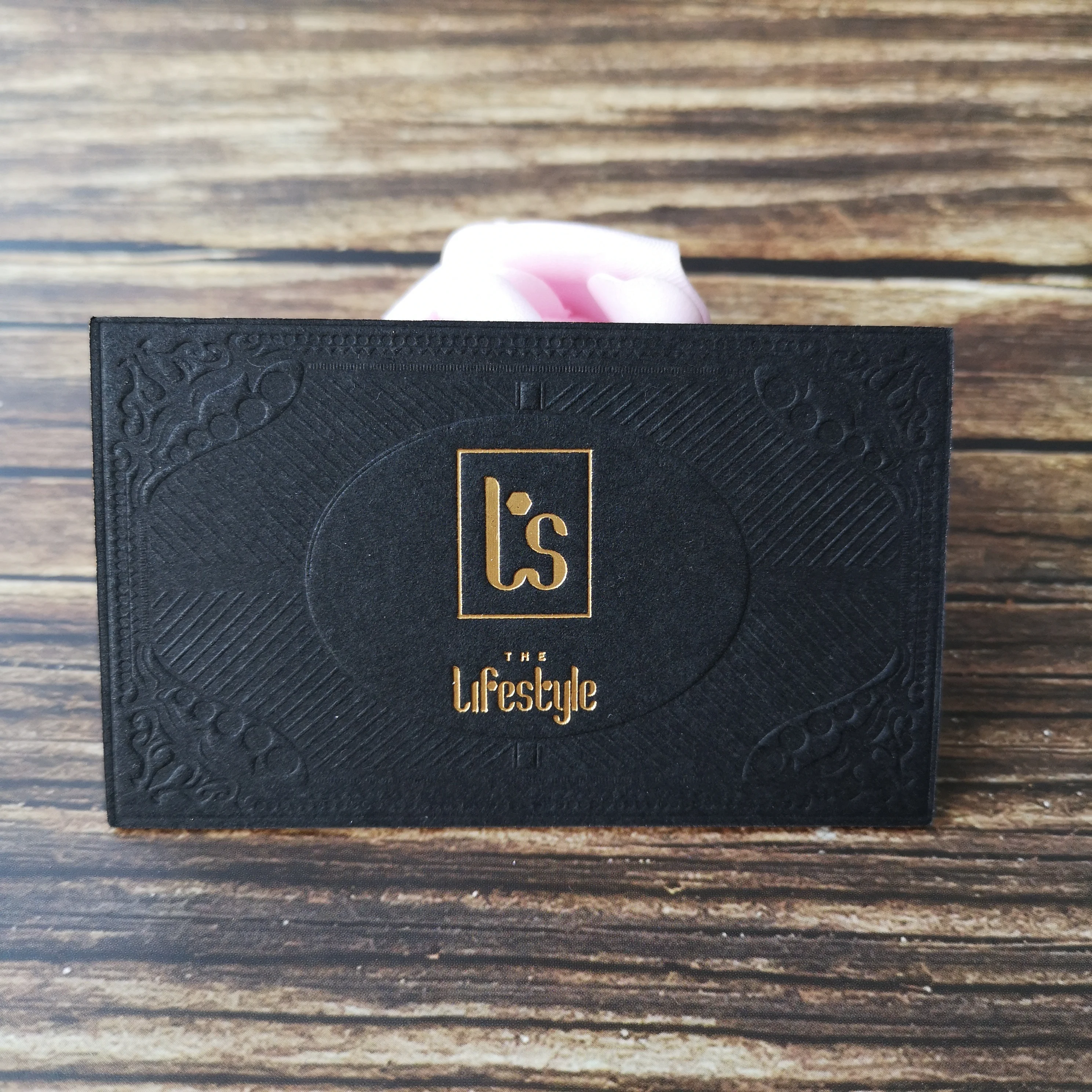 Пользовательские размер роскошные печати золотой фольги черный визитная карточка