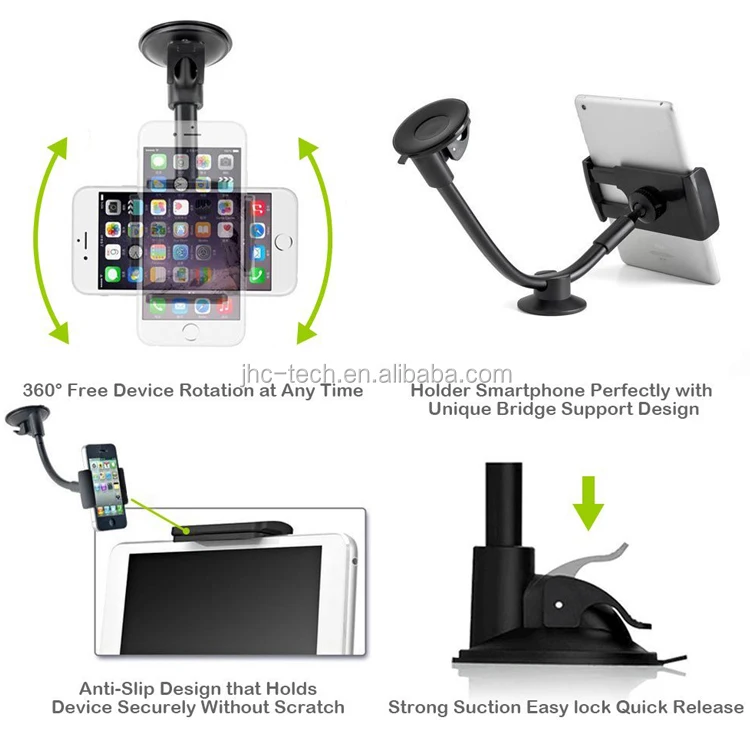 Универсальный автомобильный держатель для планшета 7-10 дюймов, с 2 зажимами