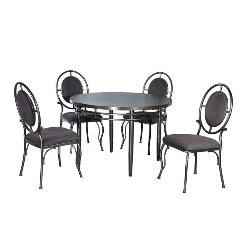 1 Table And 4 Side Chairs Dining Room Furniture Metal Dining Table Set Buy Wood Top Iron Base Dining Table Solid Wood Antique America Style Dining Table Dining Round Table And Chair